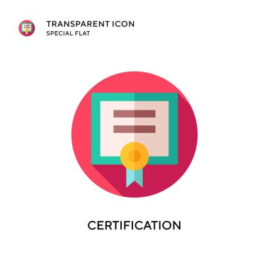 Sertifika vektör simgesi. Düz çizim. EPS 10 vektörü.