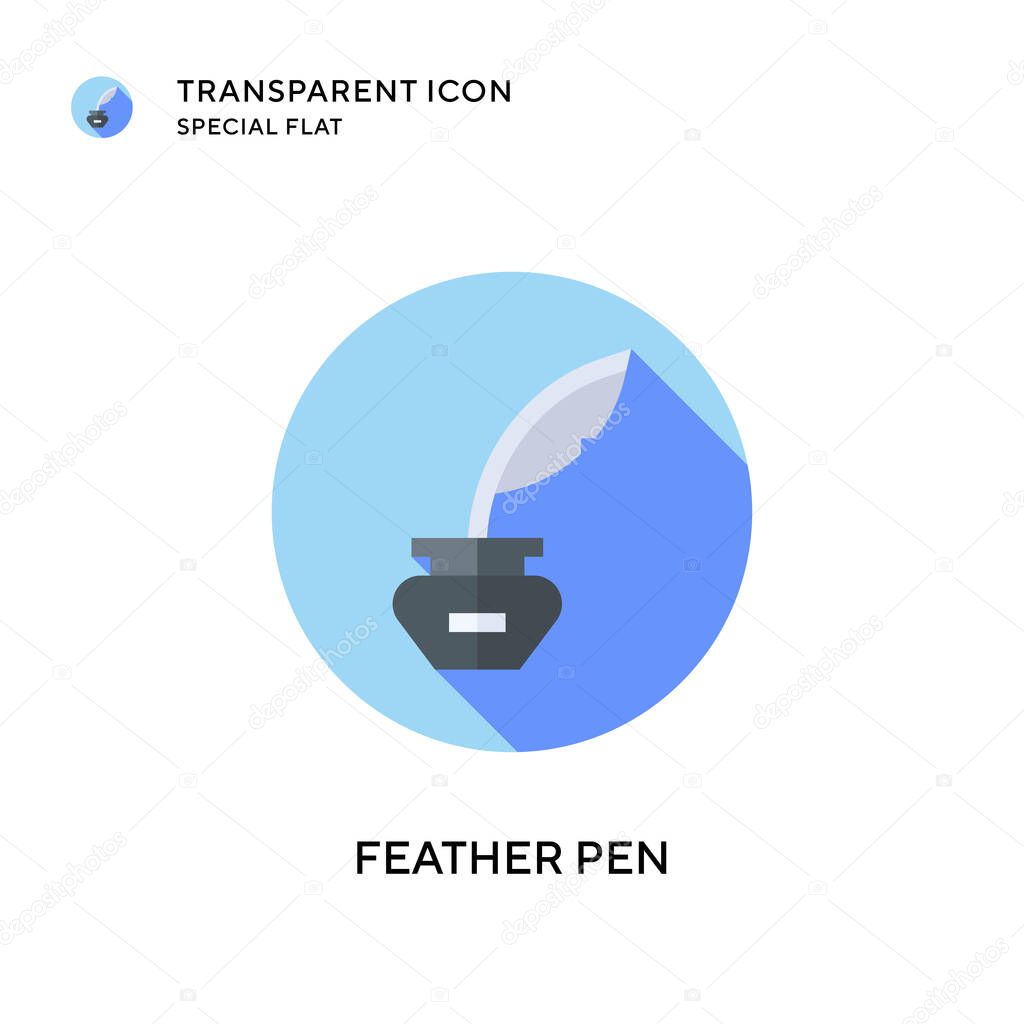 Feather pen vector icon. Flat style illustration. EPS 10 vector.