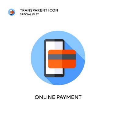 Çevrimiçi ödeme vektör simgesi. Düz çizim. EPS 10 vektörü.