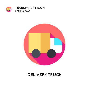 Teslimat kamyonu vektör ikonu. Düz çizim. EPS 10 vektörü.