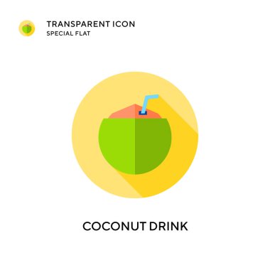 Hindistan cevizi içeceği vektör ikonu. Düz çizim. EPS 10 vektörü.