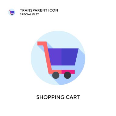 Alışveriş arabası vektör ikonu. Düz çizim. EPS 10 vektörü.