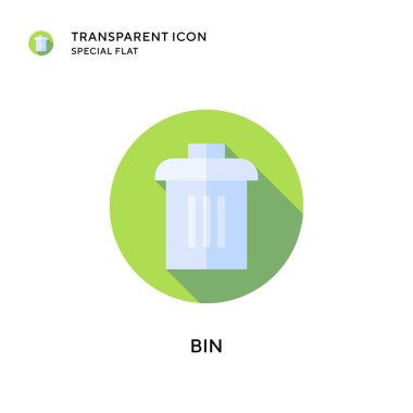 Çöp kutusu vektör simgesi. Düz çizim. EPS 10 vektörü.