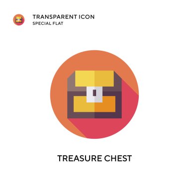 Hazine göğüs vektör simgesi. Düz çizim. EPS 10 vektörü.