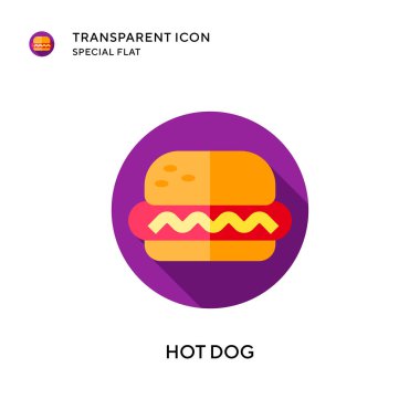 Hot dog vektör simgesi. Düz çizim. EPS 10 vektörü.