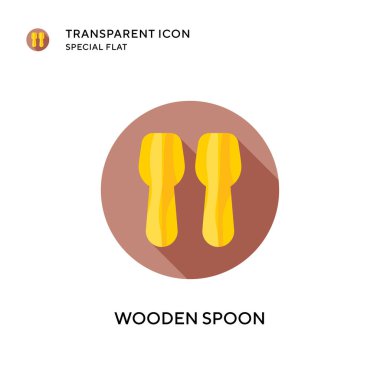 Tahta kaşık vektör ikonu. Düz çizim. EPS 10 vektörü.