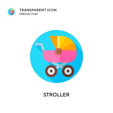 Stroller vektör simgesi. Düz çizim. EPS 10 vektörü.