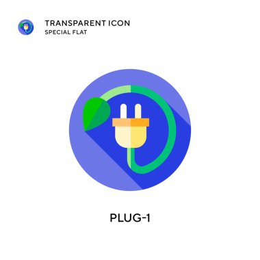 Plug-1 vektör simgesi. Düz çizim. EPS 10 vektörü.