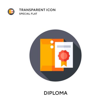 Diploma vektör simgesi. Düz çizim. EPS 10 vektörü.