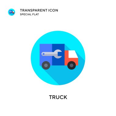 Kamyon vektör simgesi. Düz çizim. EPS 10 vektörü.