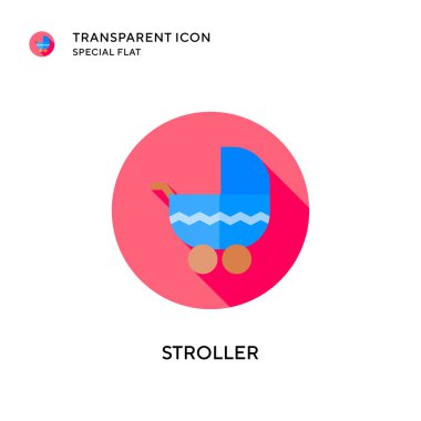 Stroller vektör simgesi. Düz çizim. EPS 10 vektörü.