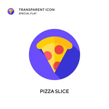 Pizza dilimi vektör simgesi. Düz çizim. EPS 10 vektörü.