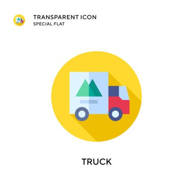 Kamyon vektör simgesi. Düz çizim. EPS 10 vektörü.