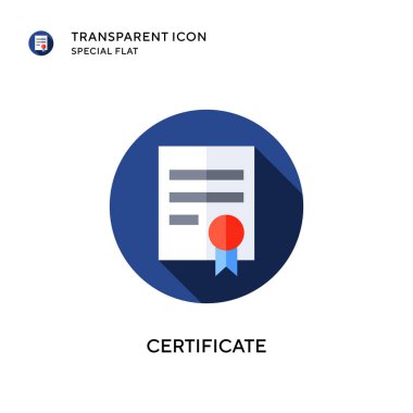 Sertifika vektör simgesi. Düz çizim. EPS 10 vektörü.