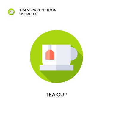 Çay fincanı vektör simgesi. Düz çizim. EPS 10 vektörü.