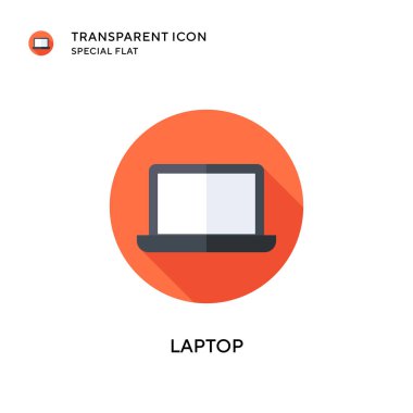 Laptop vektör simgesi. Düz çizim. EPS 10 vektörü.