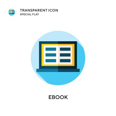 Ebook vektör simgesi. Düz çizim. EPS 10 vektörü.