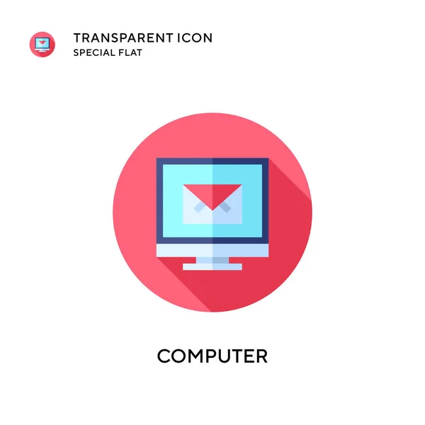 Ícone Vetorial Computador Ilustração Estilo Plano Vetor Eps —  Vetores de Stock