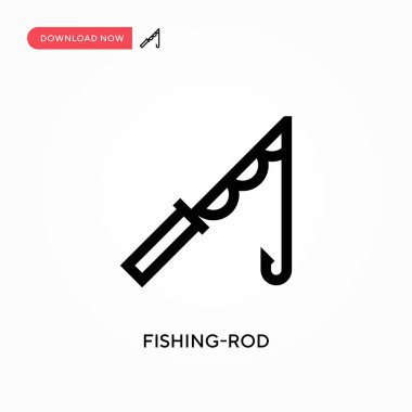 Balık oltası vektör simgesi. - Evet. Web sitesi veya mobil uygulama için modern, basit düz vektör çizimi