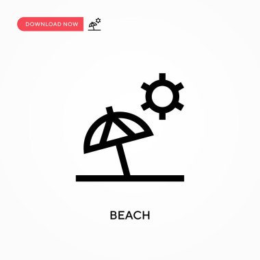 Plaj vektör simgesi. - Evet. Web sitesi veya mobil uygulama için modern, basit düz vektör çizimi