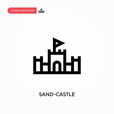Kumdan kale vektör simgesi. - Evet. Web sitesi veya mobil uygulama için modern, basit düz vektör çizimi
