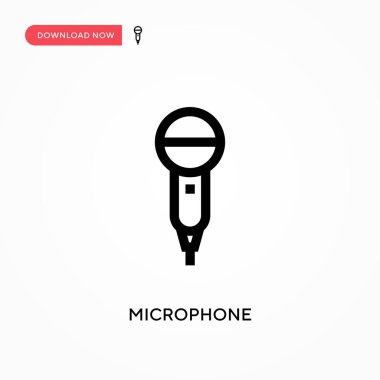 Mikrofon vektör simgesi. - Evet. Web sitesi veya mobil uygulama için modern, basit düz vektör çizimi