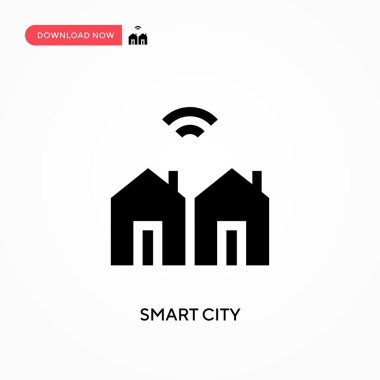 Akıllı şehir vektör simgesi. - Evet. Web sitesi veya mobil uygulama için modern, basit düz vektör çizimi