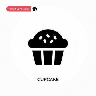 Cupcake vektör simgesi. - Evet. Web sitesi veya mobil uygulama için modern, basit düz vektör çizimi