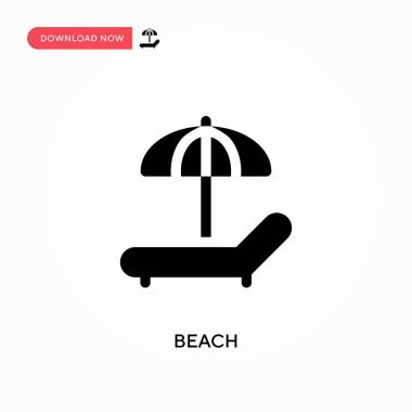 Plaj vektör simgesi. - Evet. Web sitesi veya mobil uygulama için modern, basit düz vektör çizimi