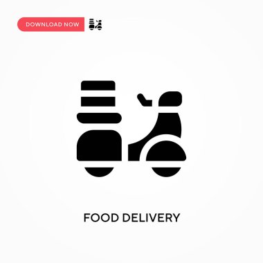 Yemek teslimatı vektör ikonu. - Evet. Web sitesi veya mobil uygulama için modern, basit düz vektör çizimi