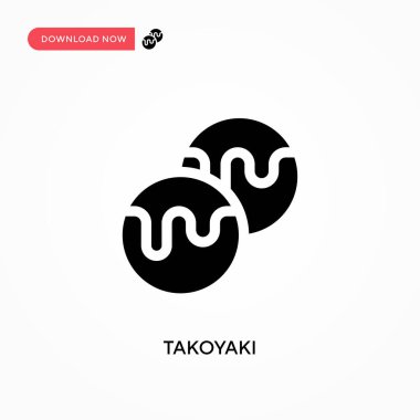 Takoyaki vektör simgesi. - Evet. Web sitesi veya mobil uygulama için modern, basit düz vektör çizimi
