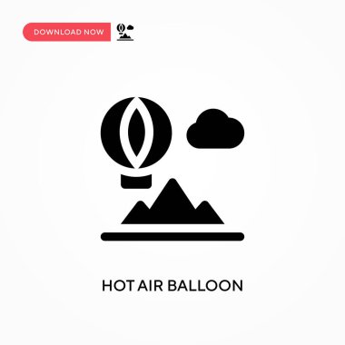 Sıcak hava balonu vektör simgesi. - Evet. Web sitesi veya mobil uygulama için modern, basit düz vektör çizimi