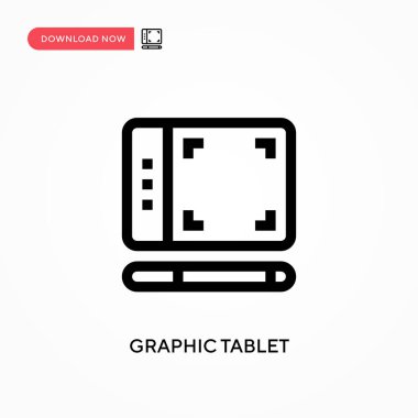 Grafik tablet vektör simgesi. - Evet. Web sitesi veya mobil uygulama için modern, basit düz vektör çizimi