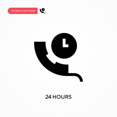 24 saat vektör simgesi. - Evet. Web sitesi veya mobil uygulama için modern, basit düz vektör çizimi