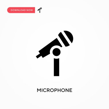 Mikrofon vektör simgesi. - Evet. Web sitesi veya mobil uygulama için modern, basit düz vektör çizimi