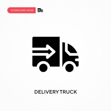 Teslimat kamyonu vektör ikonu. - Evet. Web sitesi veya mobil uygulama için modern, basit düz vektör çizimi