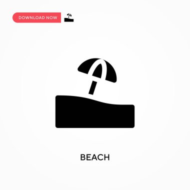 Plaj vektör simgesi. - Evet. Web sitesi veya mobil uygulama için modern, basit düz vektör çizimi
