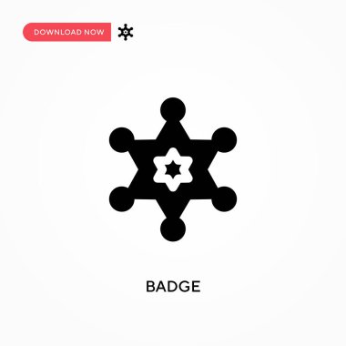 Rozet vektör simgesi. - Evet. Web sitesi veya mobil uygulama için modern, basit düz vektör çizimi