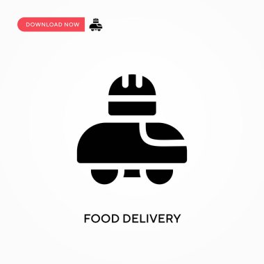Yemek teslimatı vektör ikonu. - Evet. Web sitesi veya mobil uygulama için modern, basit düz vektör çizimi