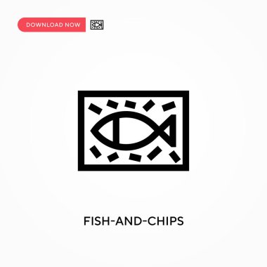 Balık ve cips vektör simgesi. - Evet. Web sitesi veya mobil uygulama için modern, basit düz vektör çizimi