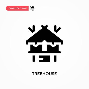 Ağaç evi vektör simgesi. - Evet. Web sitesi veya mobil uygulama için modern, basit düz vektör çizimi