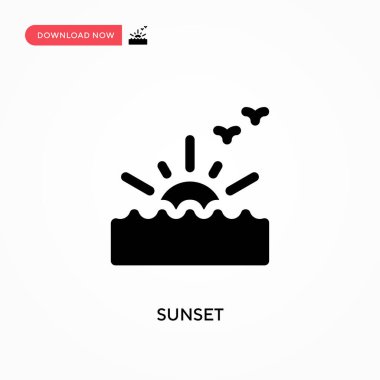 Gün batımı vektör simgesi. - Evet. Web sitesi veya mobil uygulama için modern, basit düz vektör çizimi