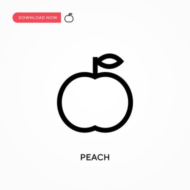 Şeftali vektör simgesi. - Evet. Web sitesi veya mobil uygulama için modern, basit düz vektör çizimi