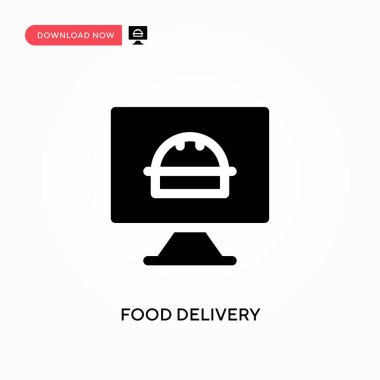Yemek teslimatı vektör ikonu. - Evet. Web sitesi veya mobil uygulama için modern, basit düz vektör çizimi