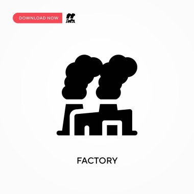 Fabrika vektör simgesi. - Evet. Web sitesi veya mobil uygulama için modern, basit düz vektör çizimi