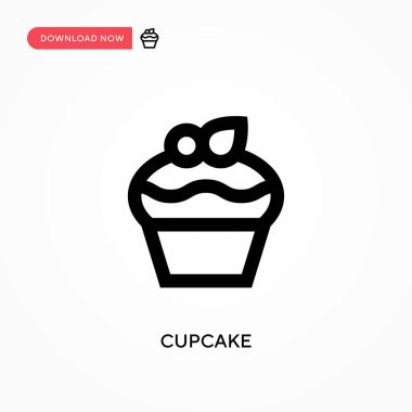 Cupcake vektör simgesi. - Evet. Web sitesi veya mobil uygulama için modern, basit düz vektör çizimi