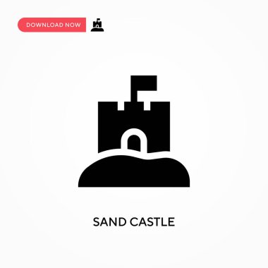 Kumdan kale vektör simgesi. - Evet. Web sitesi veya mobil uygulama için modern, basit düz vektör çizimi