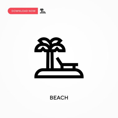 Plaj vektör simgesi. - Evet. Web sitesi veya mobil uygulama için modern, basit düz vektör çizimi