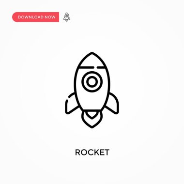 Roket Basit vektör simgesi. Web sitesi veya mobil uygulama için modern, basit düz vektör çizimi