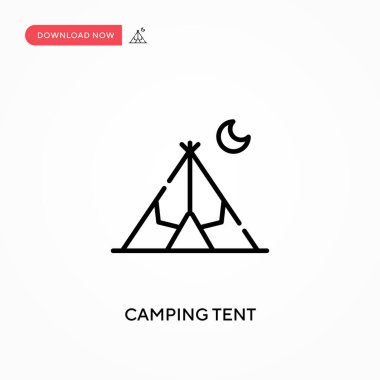 Kamp çadırı basit vektör simgesi. Web sitesi veya mobil uygulama için modern, basit düz vektör çizimi